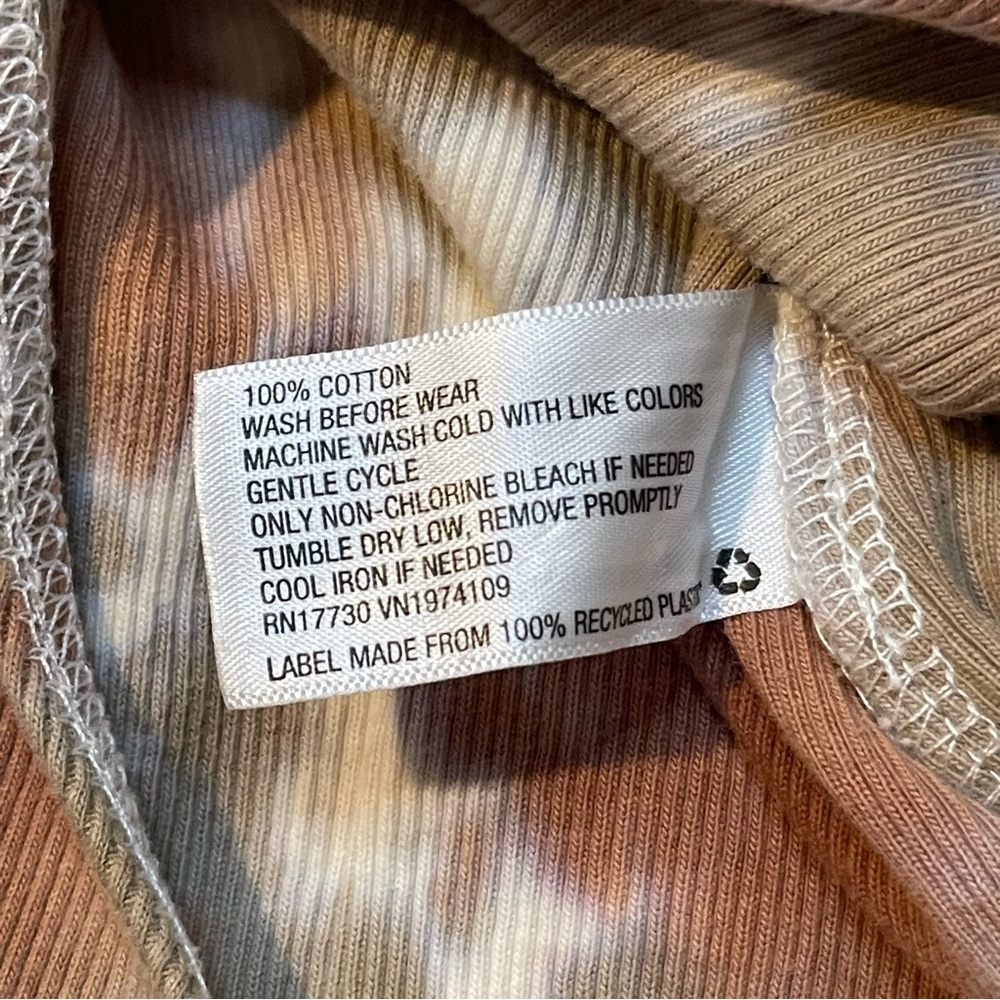 NWOT! Brown & Orange Tie Dye Ribbed Button Front Thong Bodysuit - Picture 7 of 9